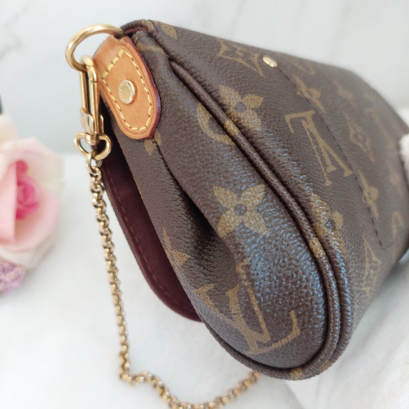 LV 經典老花M40717 🌈實品拍照🌈Favorite PM (小) 經典花紋鍊條肩背包 斜背包~二手-70