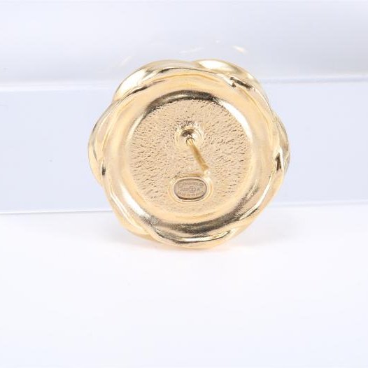 22A 手工坊 山茶花黑色耳環 大號合金-4