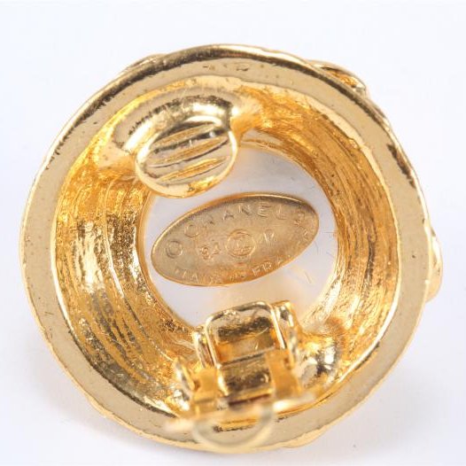 中古香奈兒珍珠耳飾合金-5