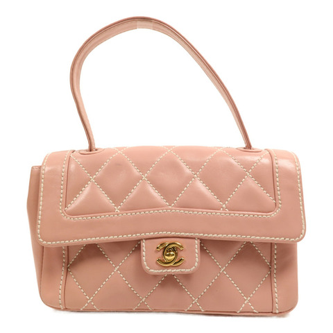 CHANEL 牛皮皮革Wild Stitch Matelasse金扣手挽袋