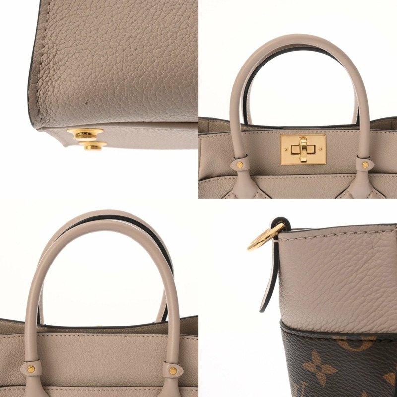 LOUIS VUITTON Monogram On My Side PM 灰褐色 M57729 女士帆布和小牛皮兩用包-7