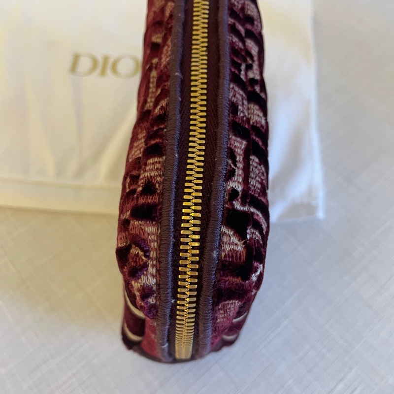 DIOR 酒紅色 化妝包老花天鵝絨 化妝包-3