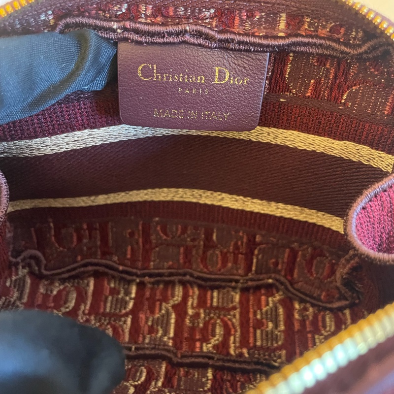 DIOR 酒紅色 化妝包老花天鵝絨 化妝包-9