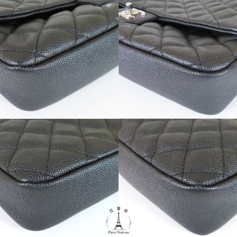 【巴黎站二手名牌專賣店】*現貨*CHANEL 香奈兒 真品*黑荔枝牛皮銀雙C內拉鍊橫式口蓋肩背斜背鍊包-4
