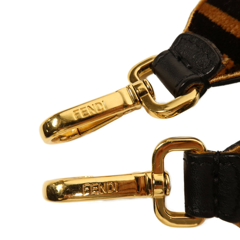 FENDI 布料/皮革Strap You Zucca金扣肩背袋-4