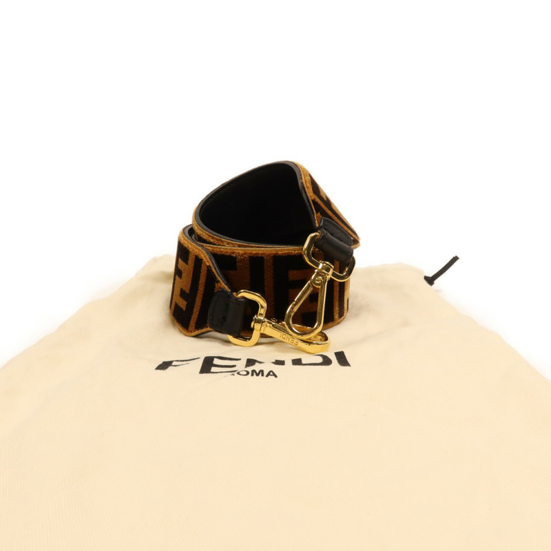 FENDI 布料/皮革Strap You Zucca金扣肩背袋-7