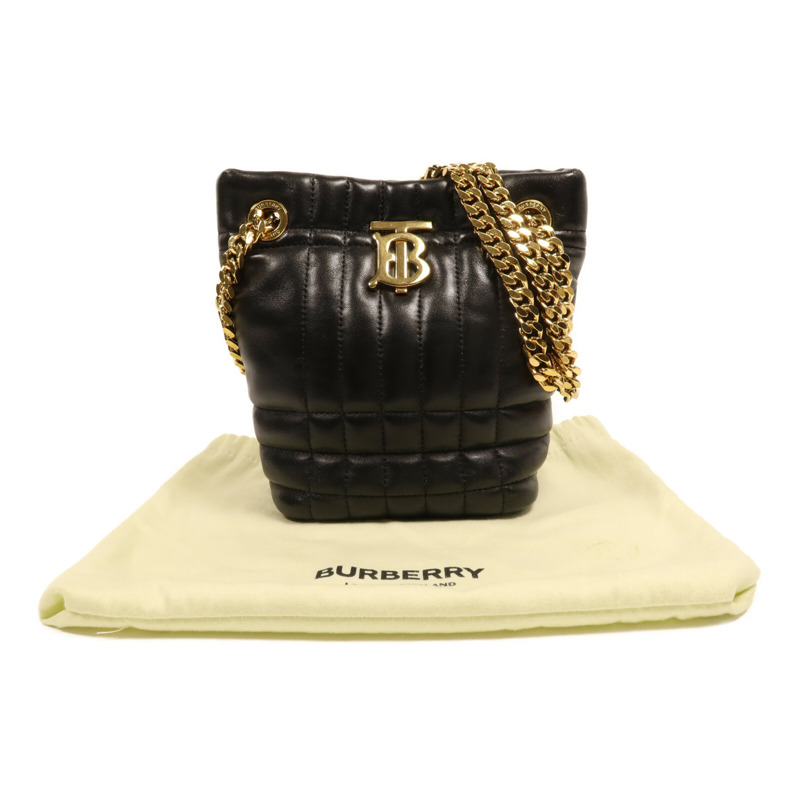 BURBERRY 牛皮皮革Lola Mini Bucket金扣鏈帶肩背袋-12