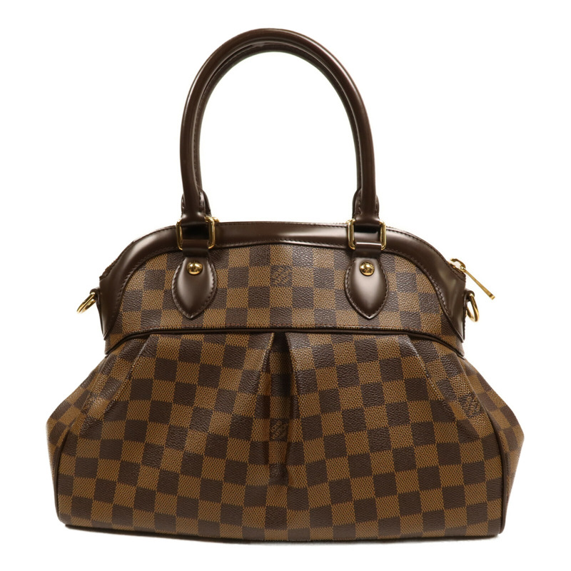 LOUIS VUITTON Damier Trevi PM金扣手挽肩背兩用袋棕色-1