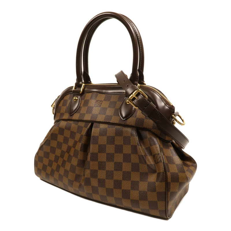 LOUIS VUITTON Damier Trevi PM金扣手挽肩背兩用袋棕色-2