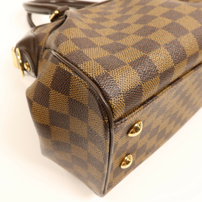 LOUIS VUITTON Damier Trevi PM金扣手挽肩背兩用袋棕色-10