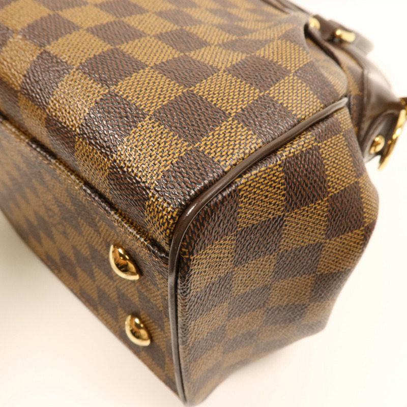 LOUIS VUITTON Damier Trevi PM金扣手挽肩背兩用袋棕色-11