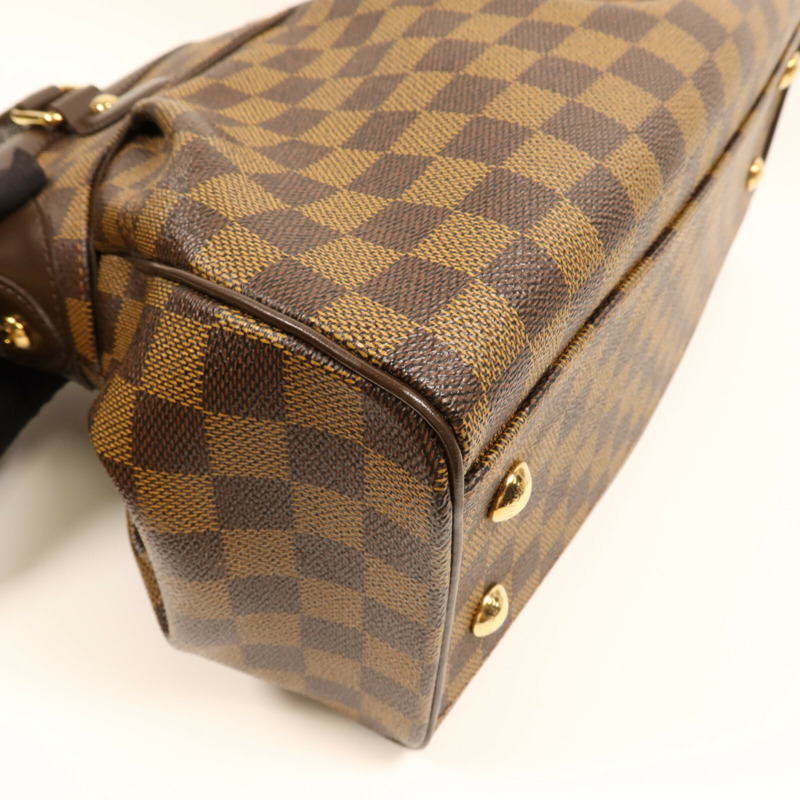 LOUIS VUITTON Damier Trevi PM金扣手挽肩背兩用袋棕色-12