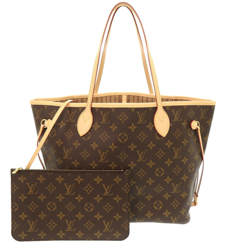 未使用 Louis Vuitton Neverfull MM Monogram 玫瑰米色托特包 M46975 LV 0072 LOUIS VUITTON-0