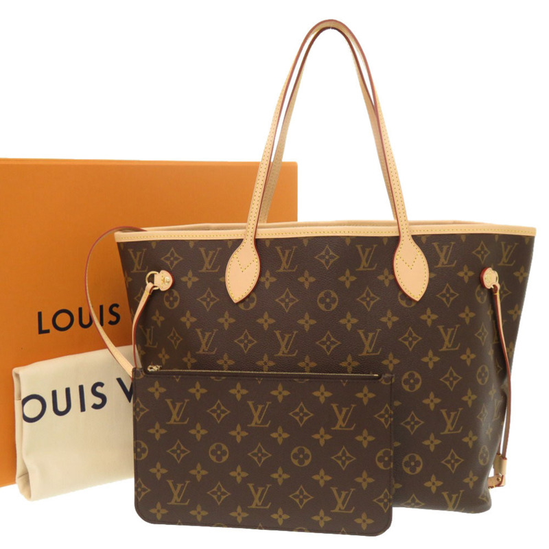 未使用 Louis Vuitton Neverfull MM Monogram 玫瑰米色托特包 M46975 LV 0072 LOUIS VUITTON-1
