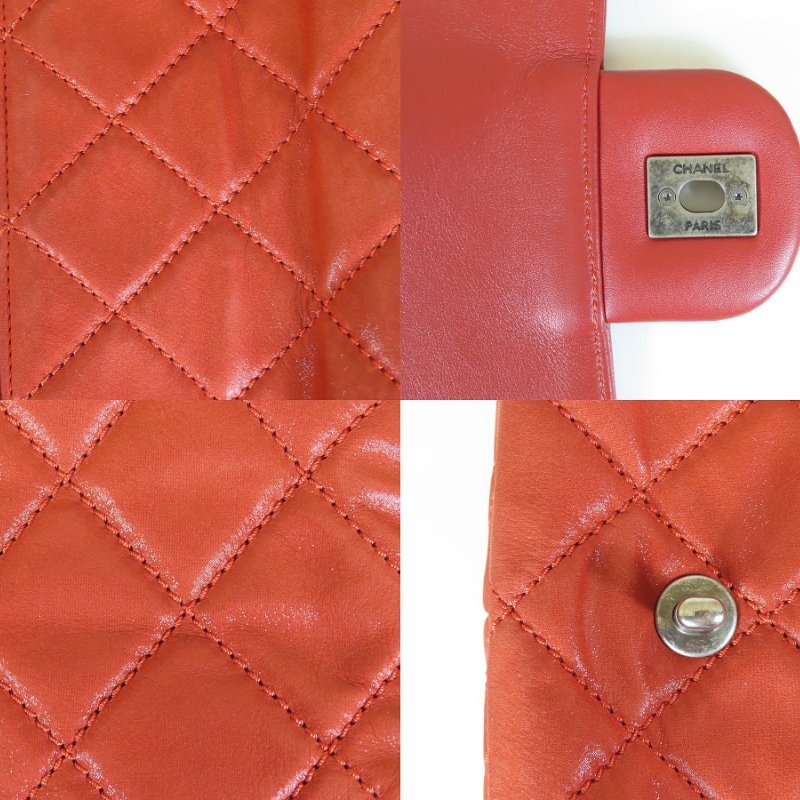 【巴黎站二手名牌專賣店】＊現貨＊CHANEL 香奈兒 真品＊磚紅色拼接皮革復古銀釦雙C掀蓋鏈包 肩背包-6