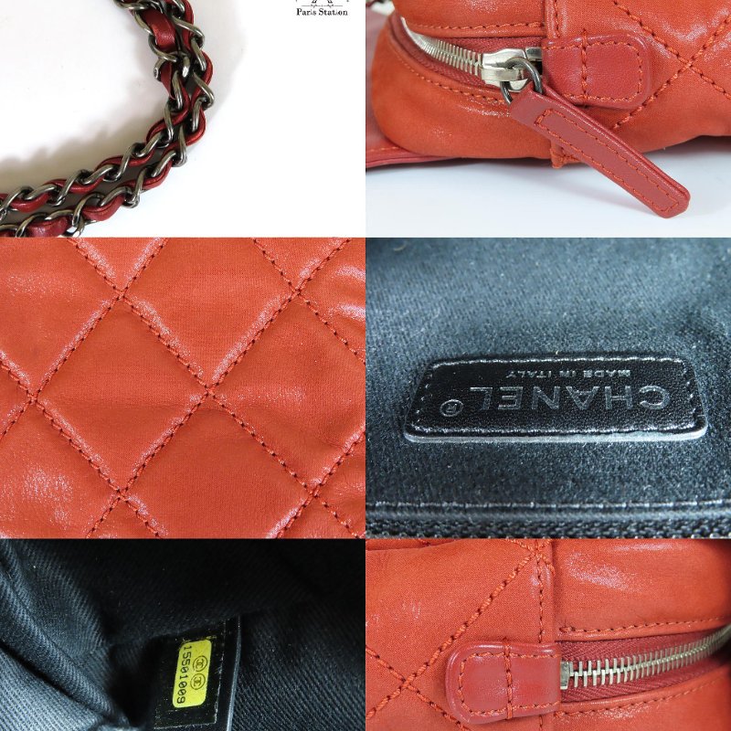 【巴黎站二手名牌專賣店】*現貨*CHANEL 香奈兒 真品*磚紅色拼接皮革復古銀釦雙C掀蓋鏈包 肩背包-8