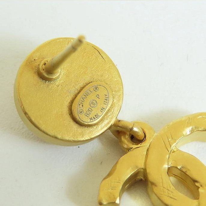【巴黎站二手名牌專賣店】*現貨*CHANEL 香奈兒 真品*金色圓型小鑽復古金雙C耳環-6