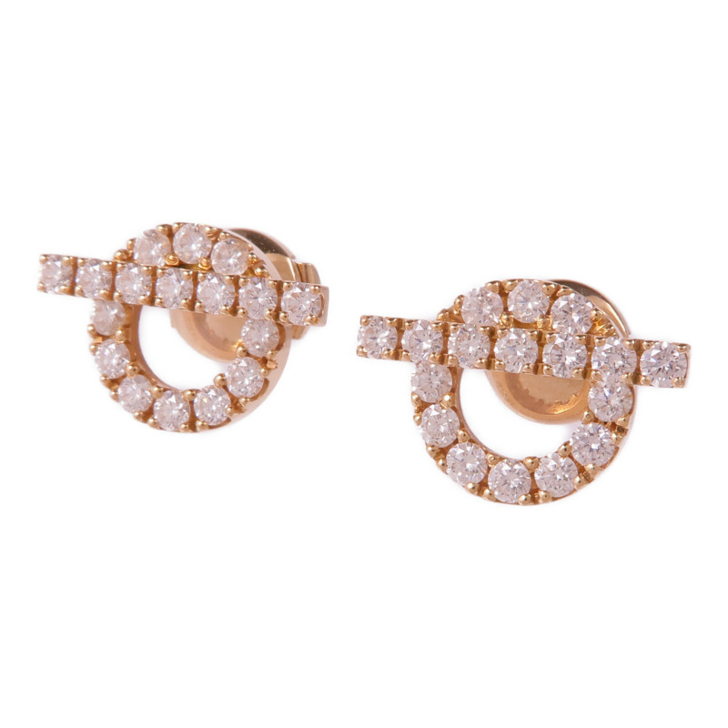 HERMES 18K玫瑰金Finesse Diamond Earrings鑽石耳環-1
