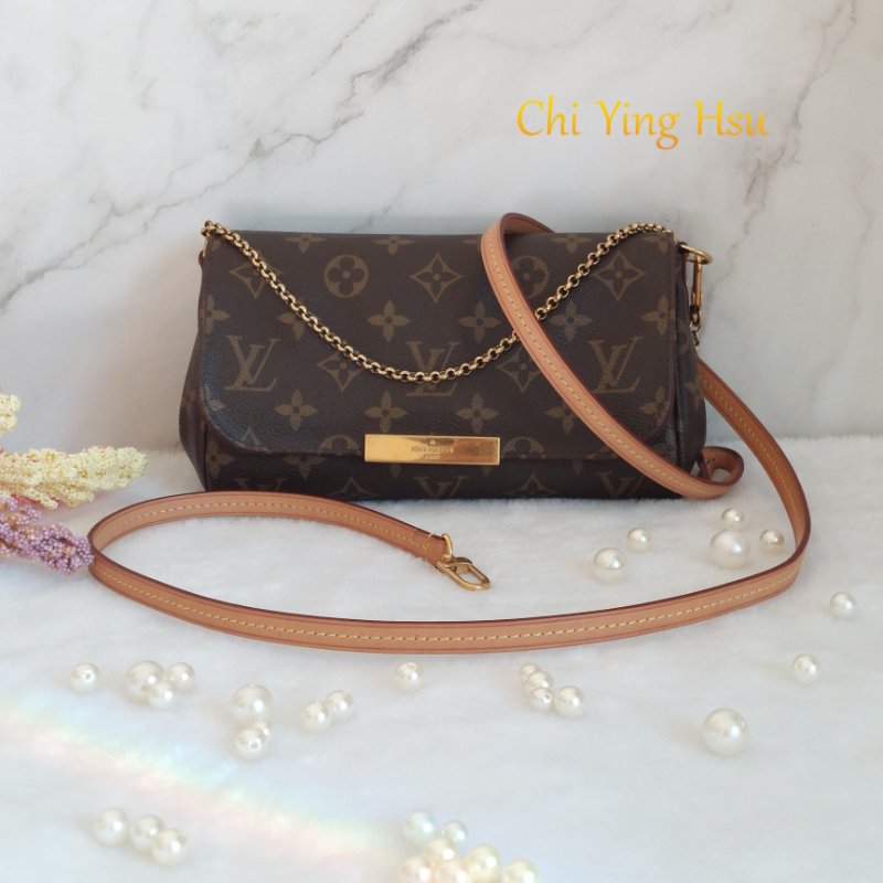 LV 經典老花M40717 🎀現品實拍 🎀 Favorite PM (小) 經典花紋鍊條肩背包 斜背包~二手-4