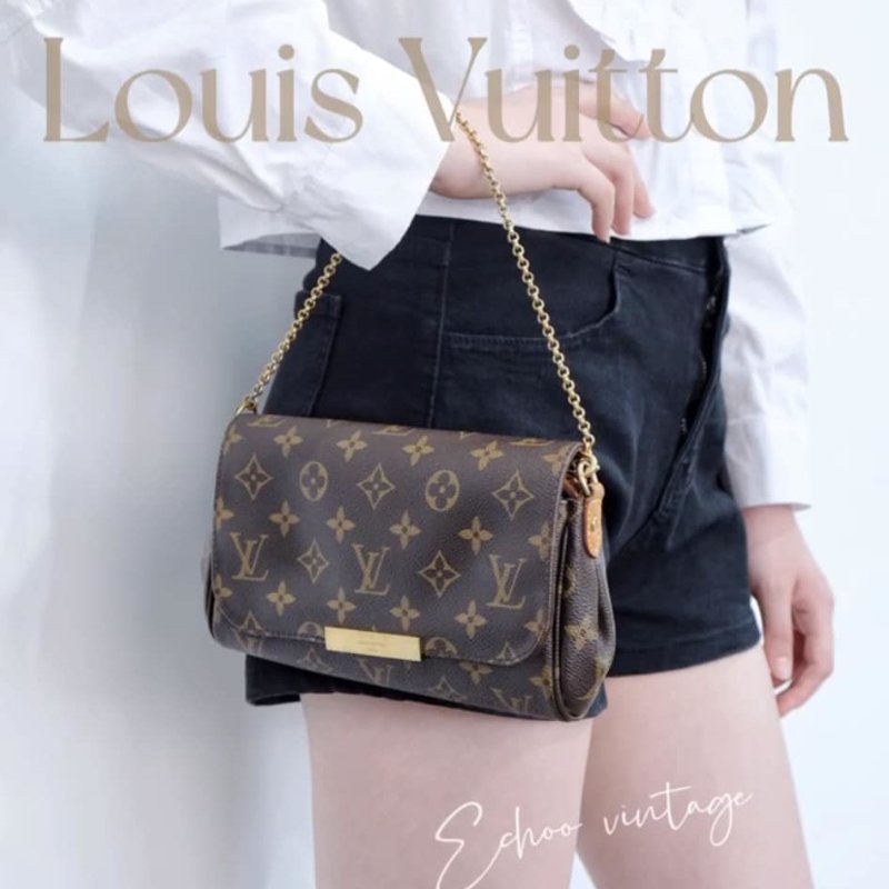 LV 經典老花M40717 🎀現品實拍 🎀 Favorite PM (小) 經典花紋鍊條肩背包 斜背包~二手-7