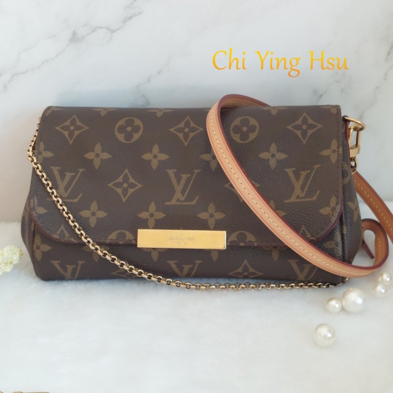 LV 經典老花M40717 🎀現品實拍 🎀 Favorite PM (小) 經典花紋鍊條肩背包 斜背包~二手-12