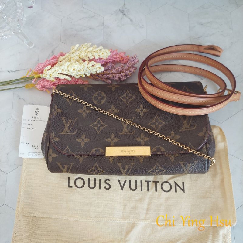 LV 經典老花M40717 🎀現品實拍 🎀 Favorite PM (小) 經典花紋鍊條肩背包 斜背包~二手-14