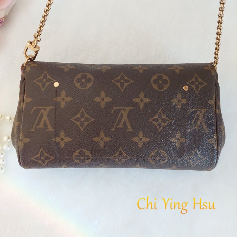 LV 經典老花M40717 🎀現品實拍 🎀 Favorite PM (小) 經典花紋鍊條肩背包 斜背包~二手-21