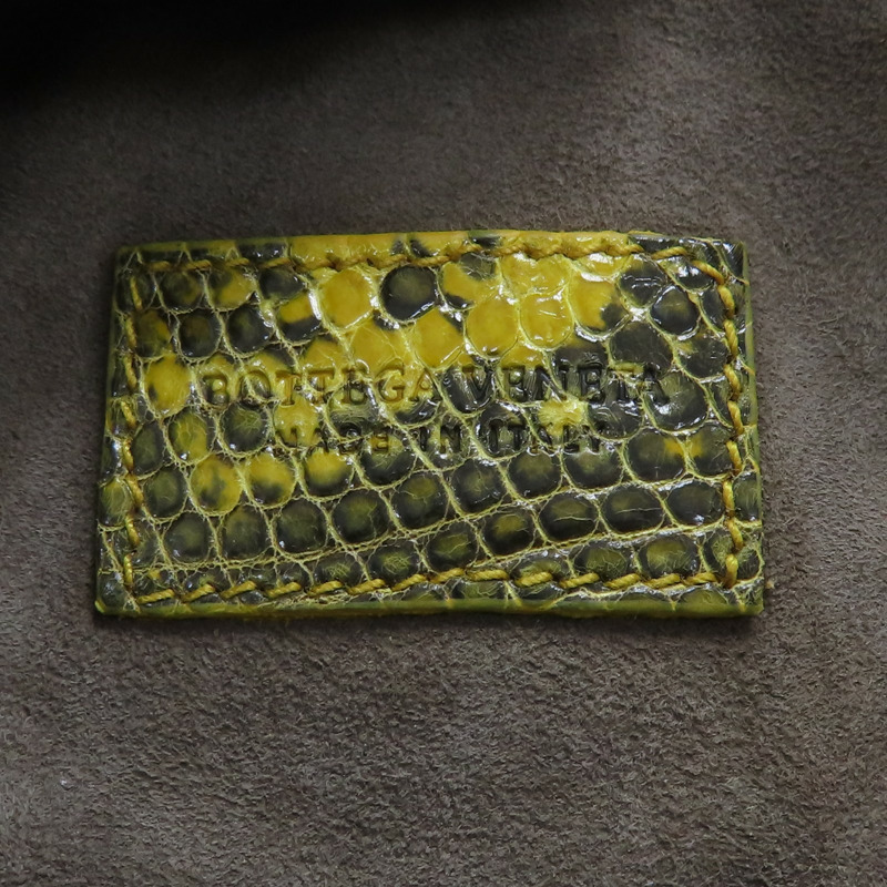棕色 黃色 蜥蜴皮 拉鍊 收納袋 【BOTTEGA VENETA 寶緹嘉】 132534-5