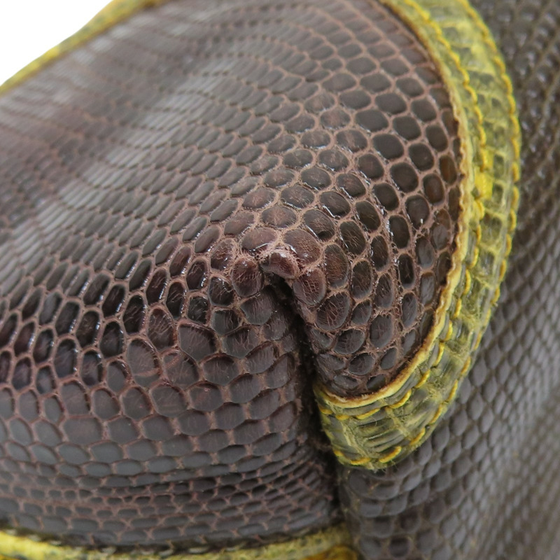 棕色 黃色 蜥蜴皮 拉鍊 收納袋 【BOTTEGA VENETA 寶緹嘉】 132534-8