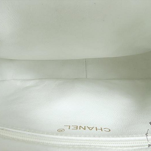 【巴黎站二手名牌專賣店】*現貨*CHANEL香奈兒真品*Vintage白色小羊皮菱格紋粗雙C縫線橫式金鏈流蘇斜背相機包-4