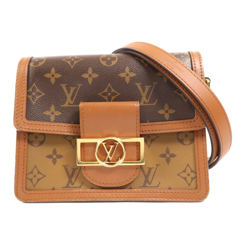 LOUIS VUITTON Monogram Reverse Mini Dauphine金扣肩背袋-0