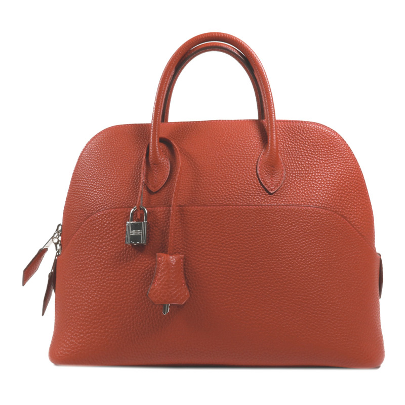 HERMES Togo皮革Bolide 1923 30銀扣手挽袋Rouge Garance-0