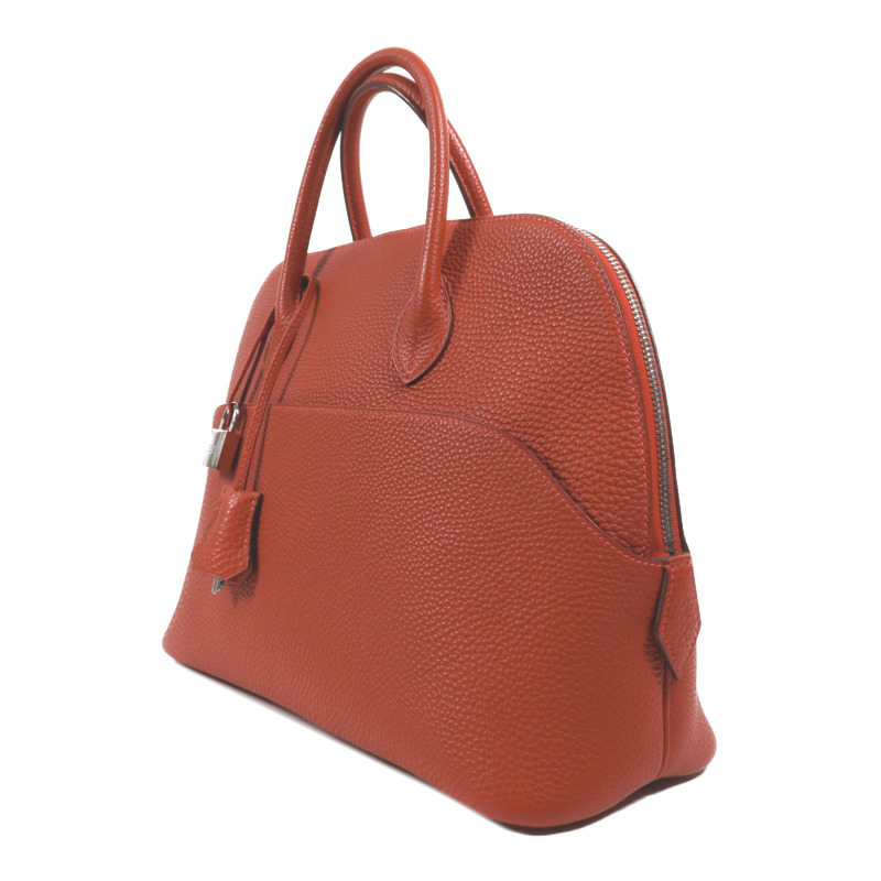 HERMES Togo皮革Bolide 1923 30銀扣手挽袋Rouge Garance-2