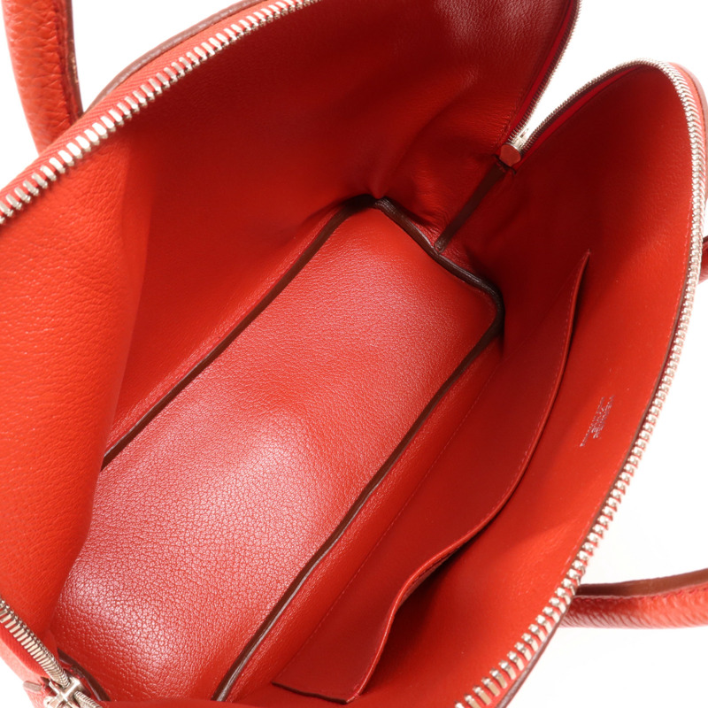 HERMES Togo皮革Bolide 1923 30銀扣手挽袋Rouge Garance-4