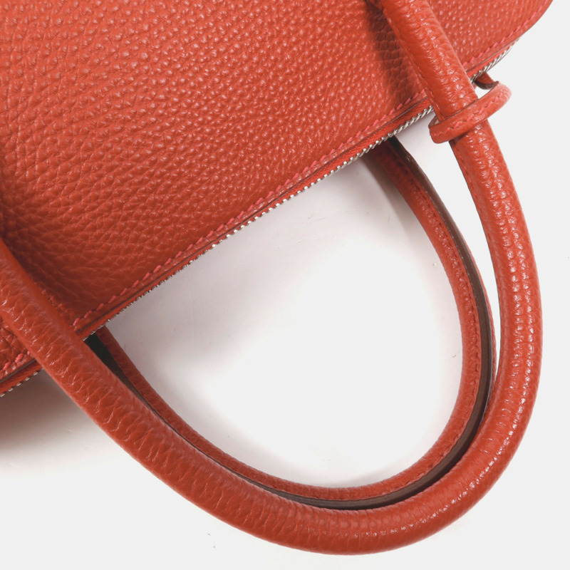 HERMES Togo皮革Bolide 1923 30銀扣手挽袋Rouge Garance-8
