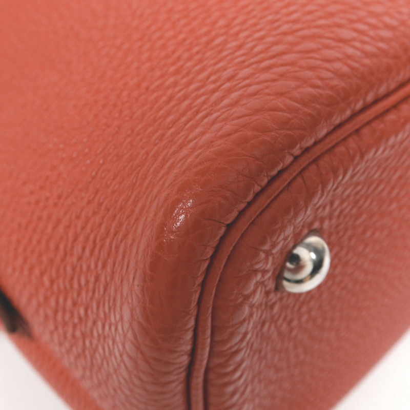HERMES Togo皮革Bolide 1923 30銀扣手挽袋Rouge Garance-11