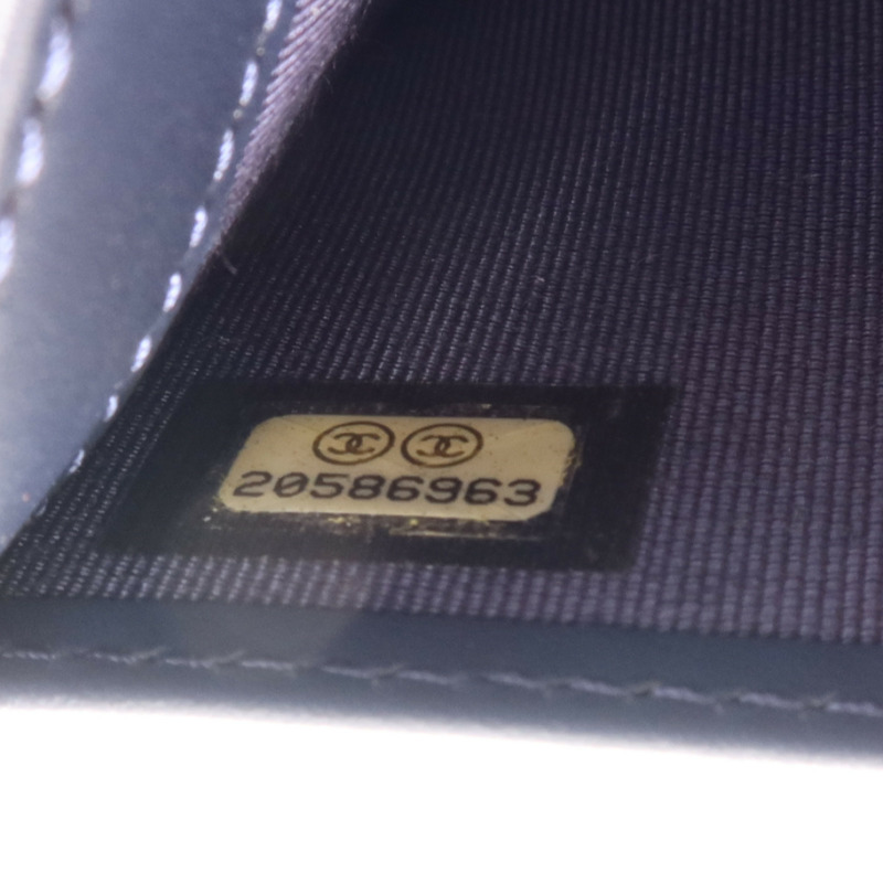 CHANEL 漆皮皮革/皮革Fold Wallet銀扣錢包-7