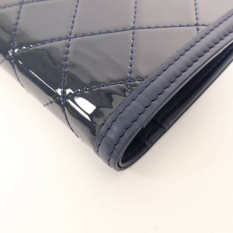 CHANEL 漆皮皮革/皮革Fold Wallet銀扣錢包-12