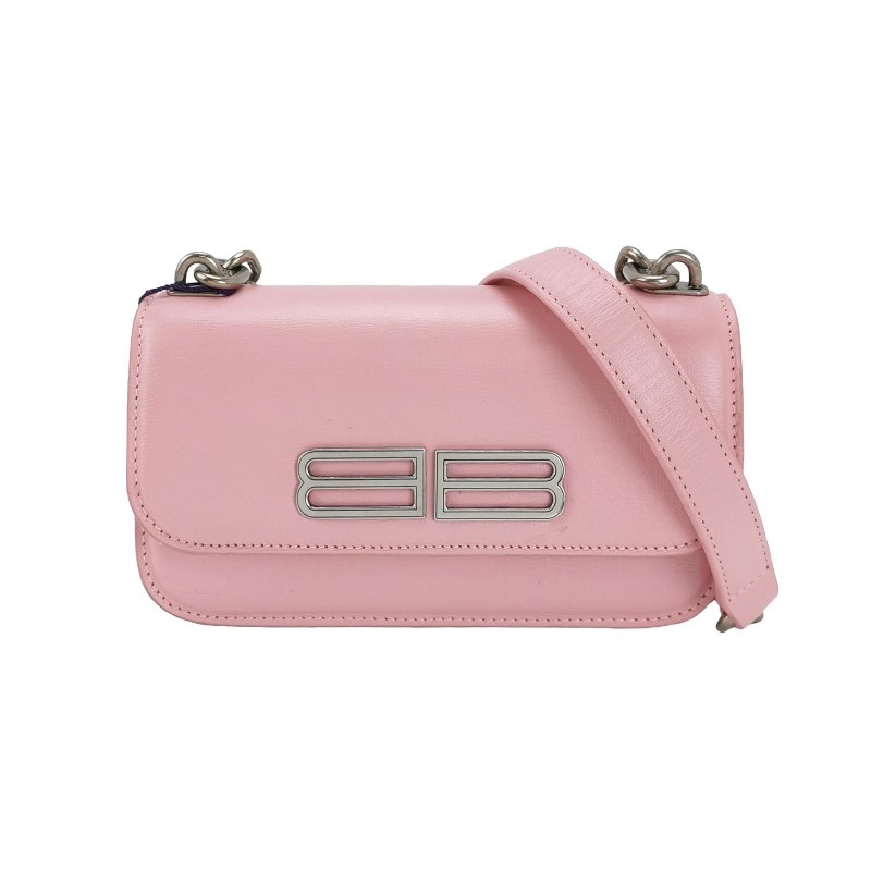 Balenciaga Gossip超小號牛皮純色雙B標識斜挎包單肩包-0