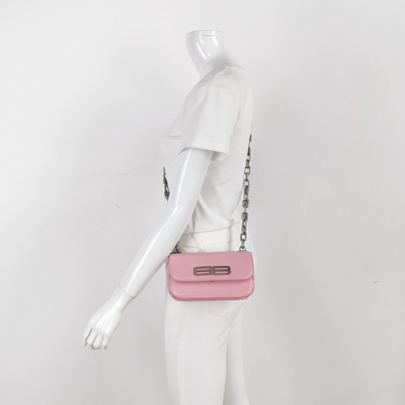 Balenciaga Gossip超小號牛皮純色雙B標識斜挎包單肩包-1