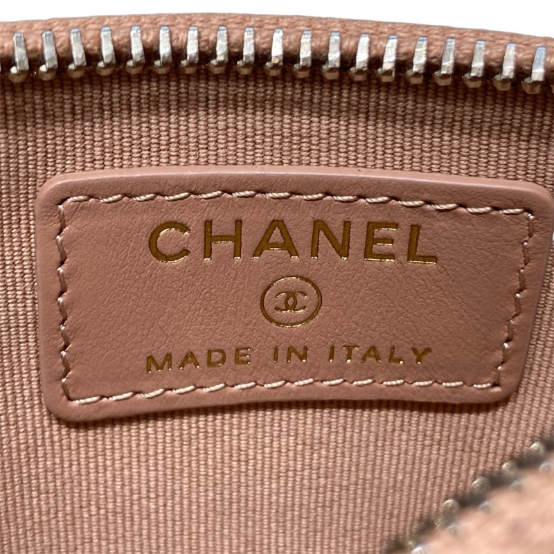 CHANEL 香奈兒 零錢包 卡夾 魚子醬 荔枝牛皮 奶茶色 金釦-13