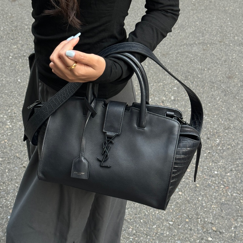 (極新|超稀有⏰) YSL “so black “ 全黑鱷魚紋 手提+斜背包 專櫃11萬!-2