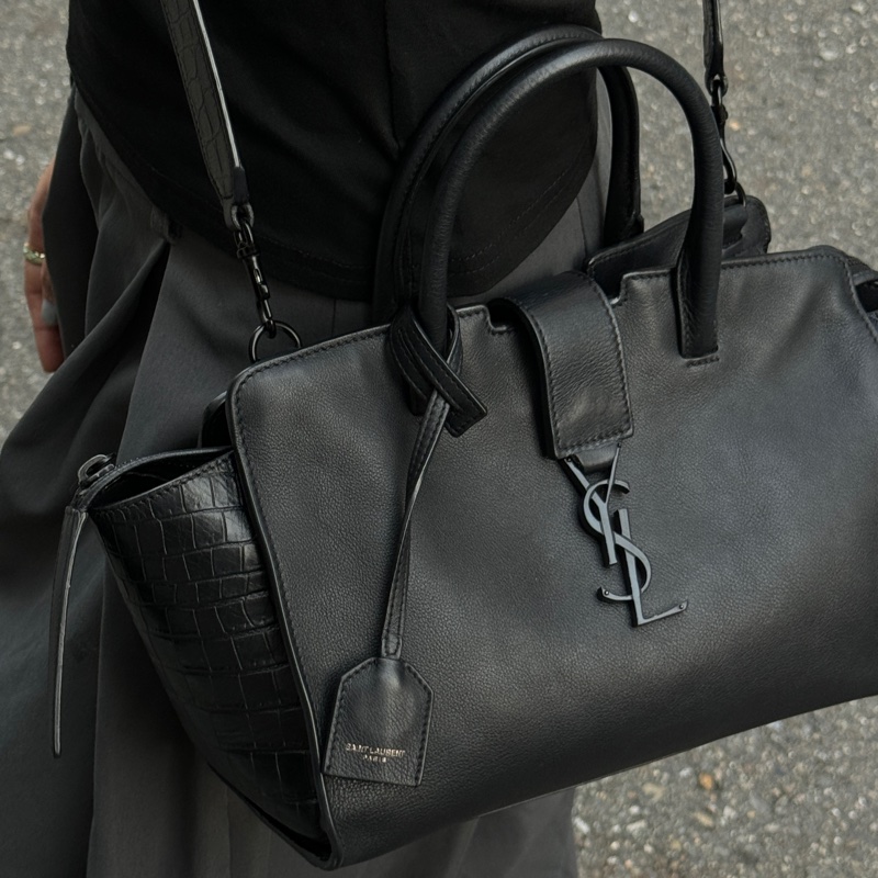 (極新|超稀有⏰) YSL “so black “ 全黑鱷魚紋 手提+斜背包 專櫃11萬!-9