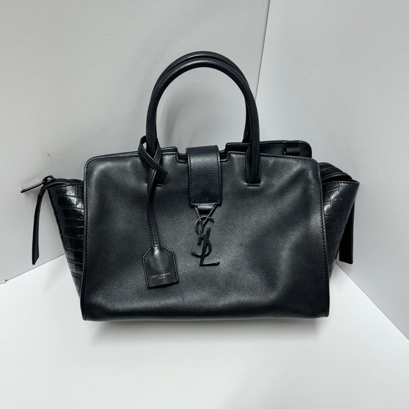 （極新｜超稀有⏰） YSL “so black “ 全黑鱷魚紋 手提+斜背包 專櫃11萬！-11