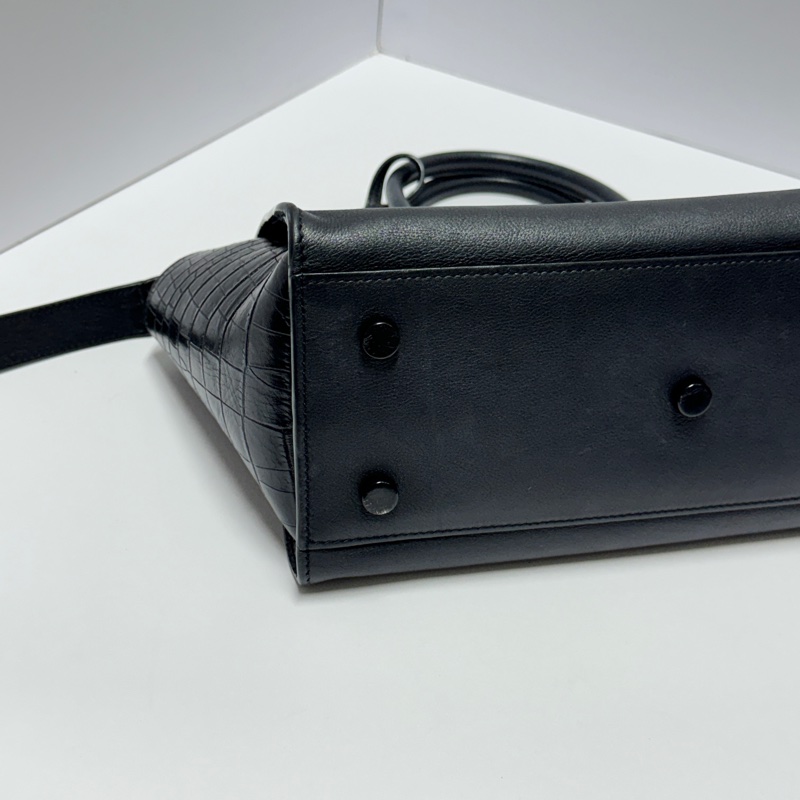 （極新｜超稀有⏰） YSL “so black “ 全黑鱷魚紋 手提+斜背包 專櫃11萬！-16