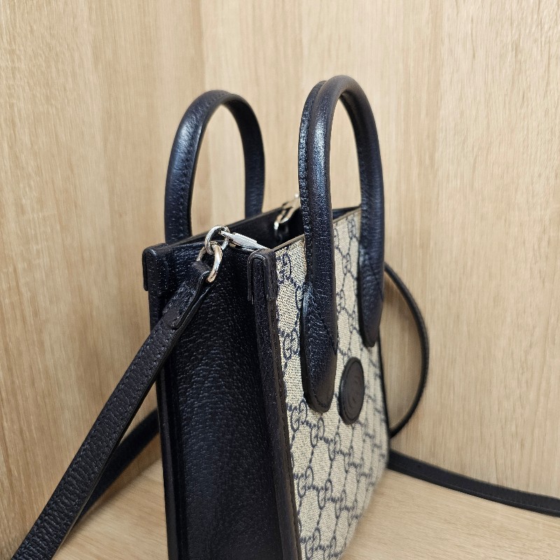 [琴譜包出清❣️] Gucci 老花深藍牛皮手提斜背Mini琴譜包-1