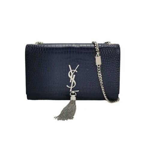 Saint Laurent Kate凱特包中號牛皮鱷魚紋YSL 標誌單肩包斜挎包