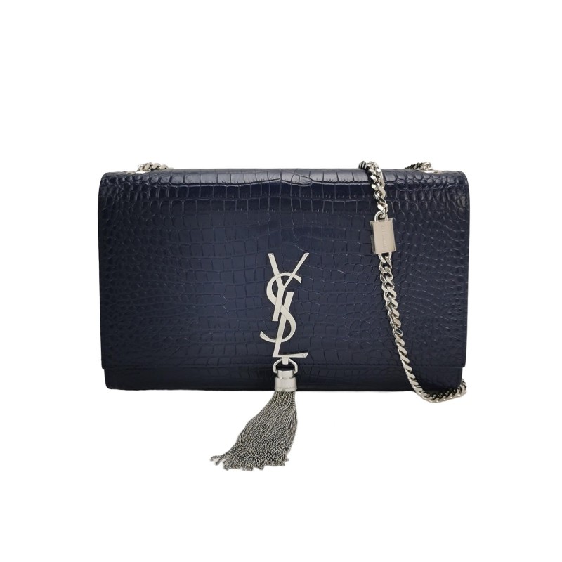 Saint Laurent Kate凱特包中號牛皮鱷魚紋YSL 標誌單肩包斜挎包-0