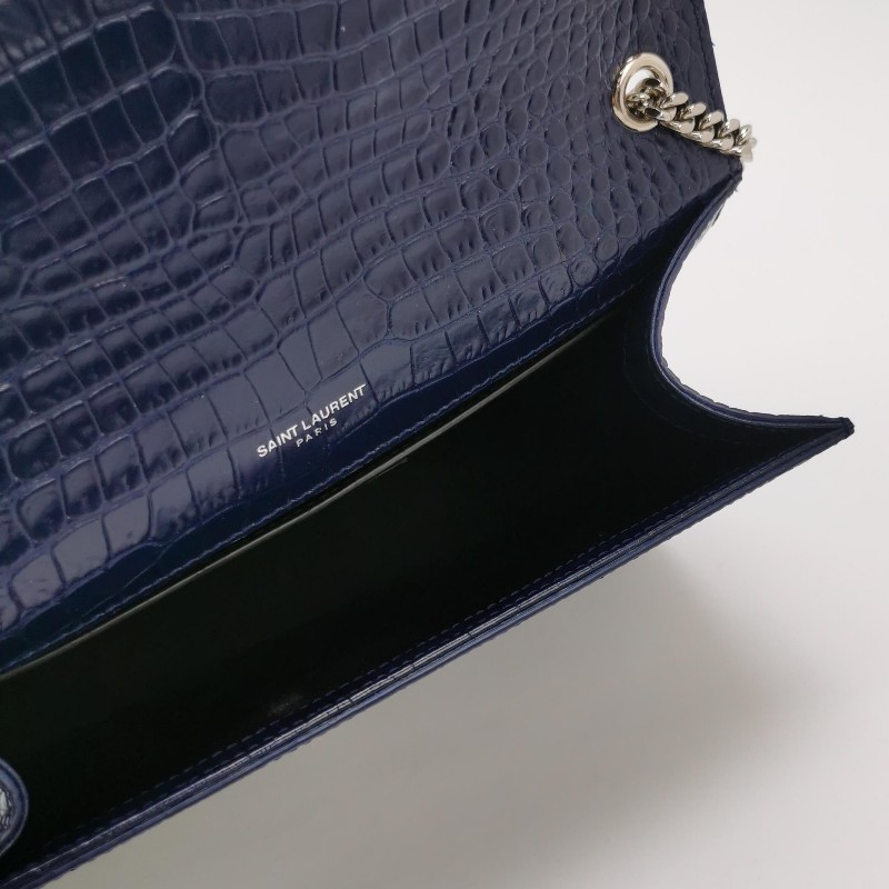 Saint Laurent Kate凱特包中號牛皮鱷魚紋YSL 標誌單肩包斜挎包-6