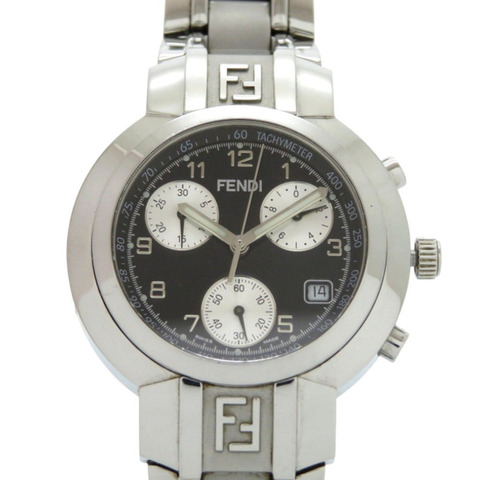 Fendi Horology 計時碼錶 031-4500G-756 不鏽鋼黑色與銀色石英手錶配錶盤 1502 FENDI